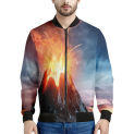 Volcano Eruption Magma 3d Printed Jackets Men Long Sleeve Loose Sweatshirt Cool Casual Bomber Zipper Jacket Streetwear Tops Coat