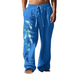 3D Print Men's Side Pockets Elastic Drawstring Design Pants Trousers Straight Leg Girls Foot Slipper Training Men Nonslip Band
