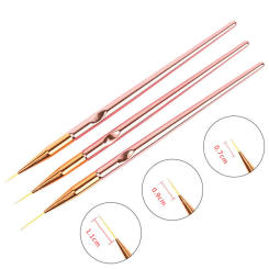 3pcs/Set Acrylic French Stripe Nail Art Line Painting Pen 3D Tips Manicure slim Line Drawing Pen UV Gel Brushes Painting Tools