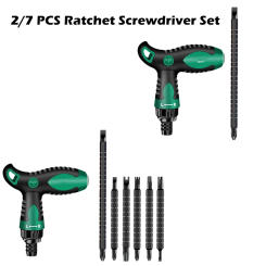 2/7 PCS Ratchet Screwdriver Set Adjustable Telescopic Ratchet Repair Hand Tools Double Purpose Telescopic Screwdrivers Tool