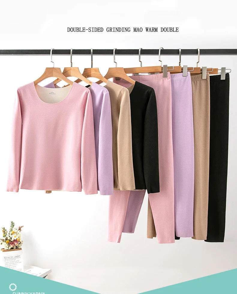 Description Picture 4 of itemWomen's Thermal Underwear Men Double-sided Fleece Seamless Thermos Clothing Warm Lingerie Suit Winter Clothes Women 2 Piece Sets