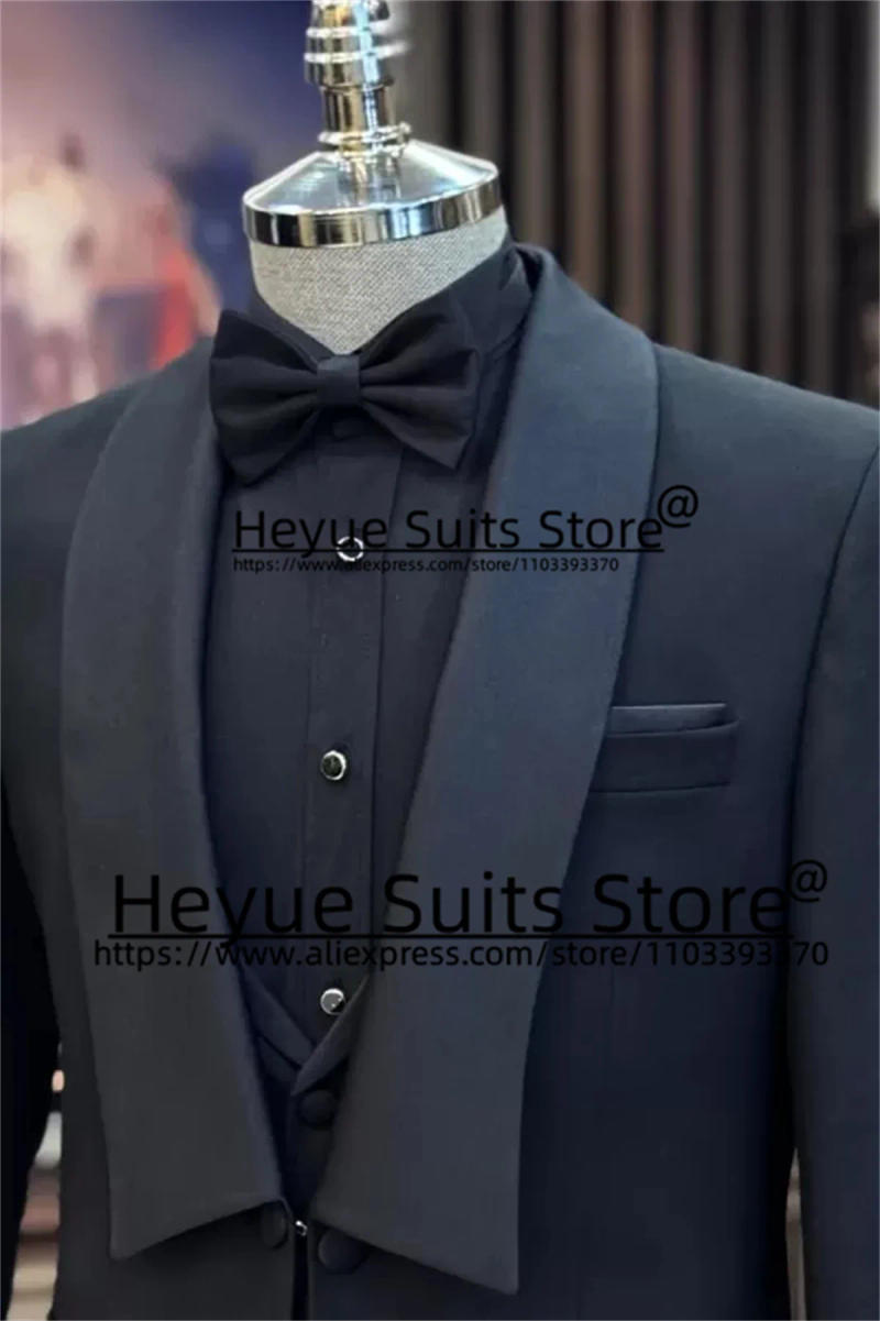 Description Picture 6 of item2024New Luxuly Wedding Groom Formal Tuxedos Tailor Made Slim Fit Business 3Pieces Sets Prom Men Suits traje elegante para hombre