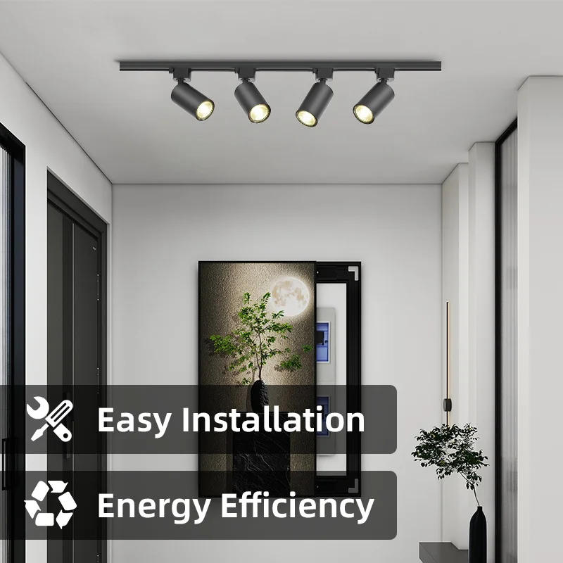 Description Picture 4 of itemFull Set Track Light Led Ceiling Rail Lights Replaceable GU10 Bulb Track Lamp Led Spotlight Living Room Decor Bedroom Led Spot