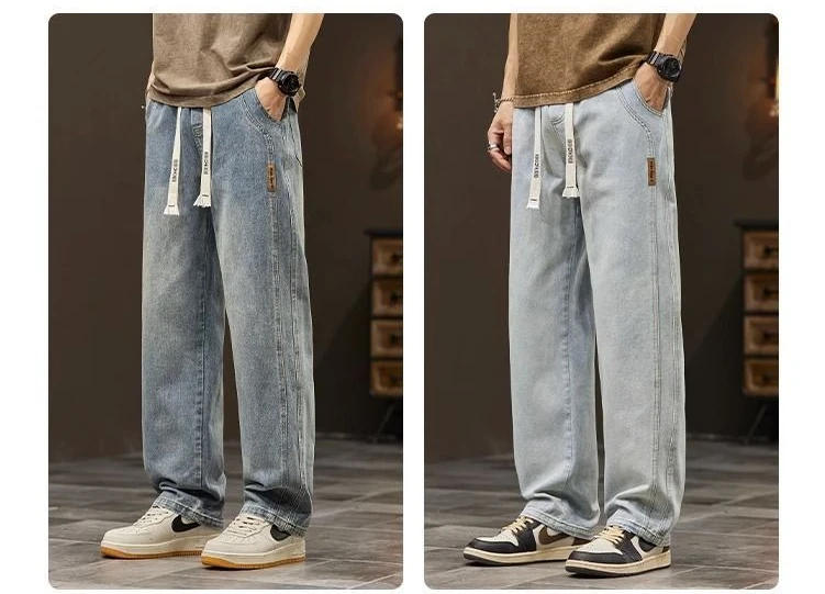 Description Picture 5 of itemElastic loose straight jeans men's baggy hosen denim pants casual trousers Korean style Sportswear clothing  jeans men pants