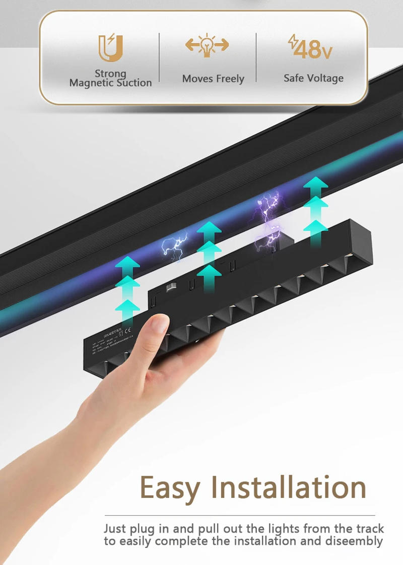 Description Picture 5 of itemSmart Magnet Track Light System, Tuya Zigbee Dimmable LED Spotlight Adjustable Magnetic Rail Lamp Lighting for Living Room Black