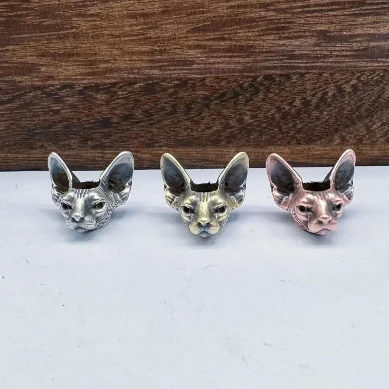 Description Picture 2 of itemHairless Cat Brass Knife Beads Outdoor EDC Umbrella Rope Pendants DIY Paracord Bracelets Accessories Lanyard Hangings