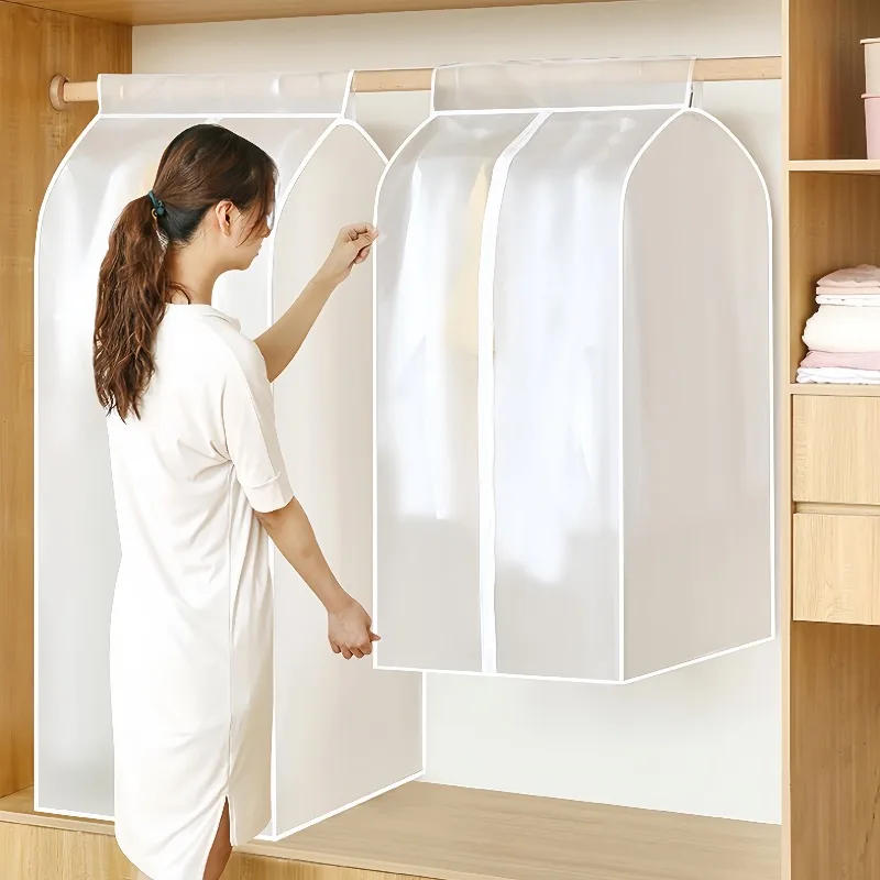 Description Picture 4 of itemClothing Dust Cover Transparent Dress Clothe Garment Dust Cover Hanging Organizer Waterproof Dustproof Clothes Wardrobe Storage