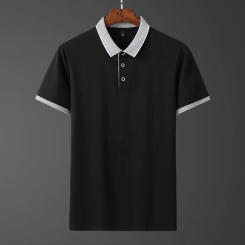 New Mens Short Half Sleeve Office Lapel T Shirt  Muscle Blouse Tops Buttons Business T Dress Simple Thight Solid Men T-shirt