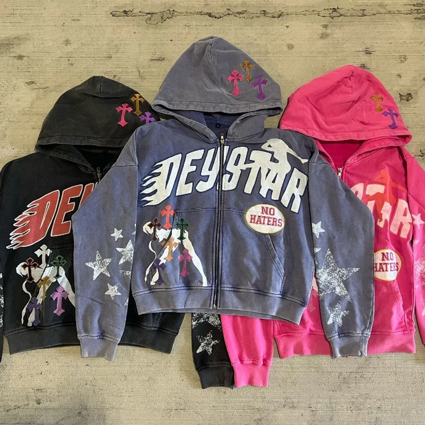 Description Picture 2 of itemWomen's Letter Geometric Cross Print Cardigan, Zipper Hoodie, Hip-Hop Sweatshirt, Casual, Versatile, Gothic, Sexy, Y2K