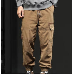 Spring and Autumn New Men's Vintage Work Pants Fashion Versatile Loose Leggings Casual Pants