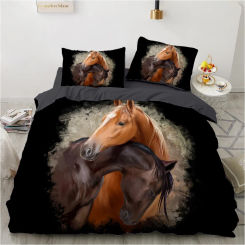 Luxury 3D Bedding Set Europe Queen King Double Duvet Cover Set Bed Linen Comfortable Blanket/Quilt Cover Bed Set Animal  Horse