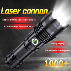 LED Laser Flashlight Rechargeable Super Bright Telescopic Zoom Tactical Torches Camping Hiking Emergency Handheld Flash Light