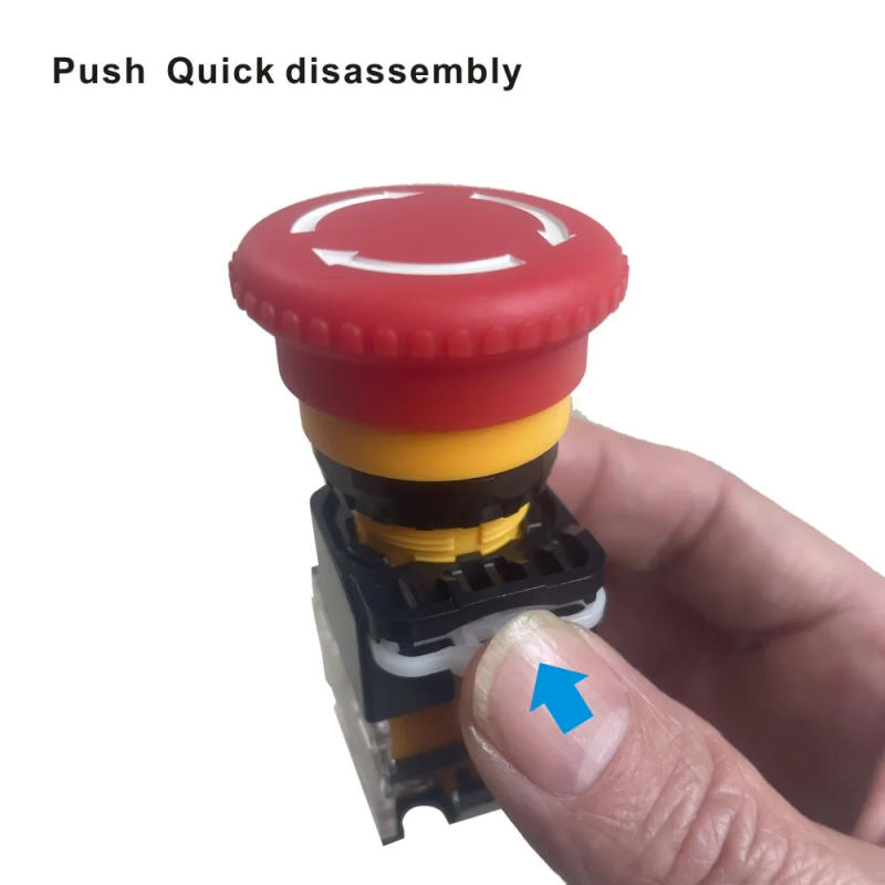 Description Picture 3 of itemRed Mushroom Cap 1NO 1NC DPST Emergency Stop Push Button Switch AC 440V 10A Switch Equipment Lift Elevator Latching Self Lock