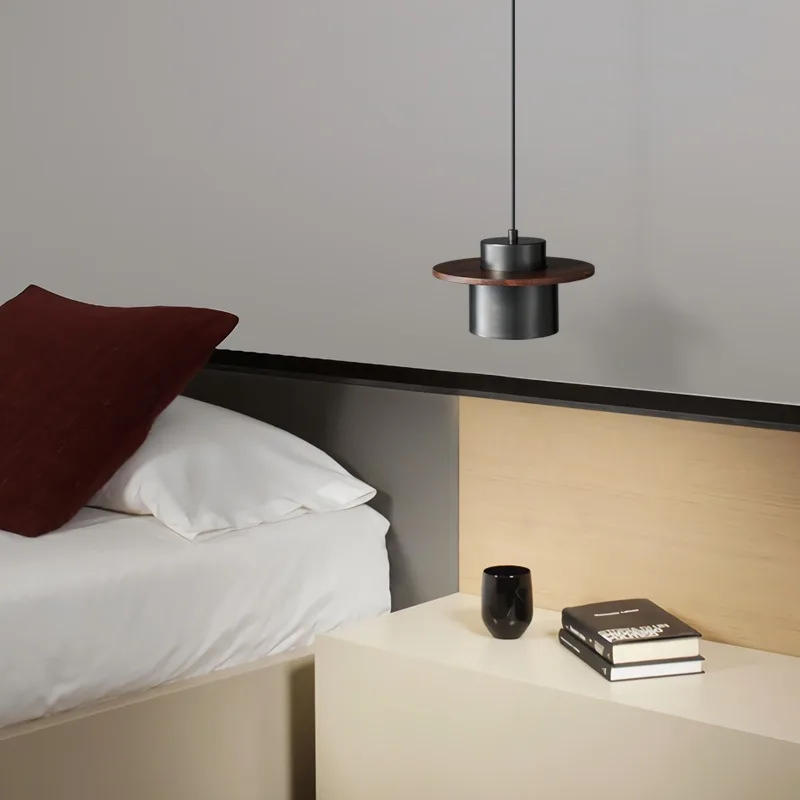 Description Picture 2 of itemAll Copper Retro Bedroom Pendant Light Simple Modern Walnut Wood Quiet And Stylish Restaurant Bar Counter Pendant Light