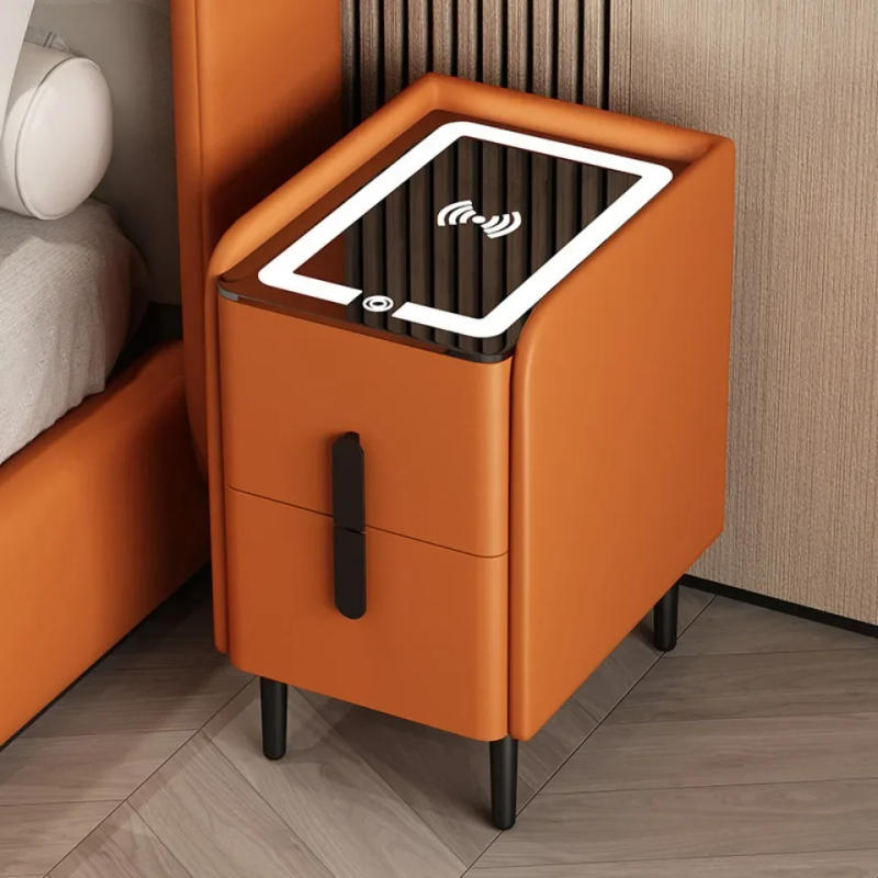 Description Picture 5 of itemSmart Bedside Table with Wireless Charger Narrow Smart LED Nightstands Solid Wood Bedside Cabinet Fingerprint Lock Bedside Table