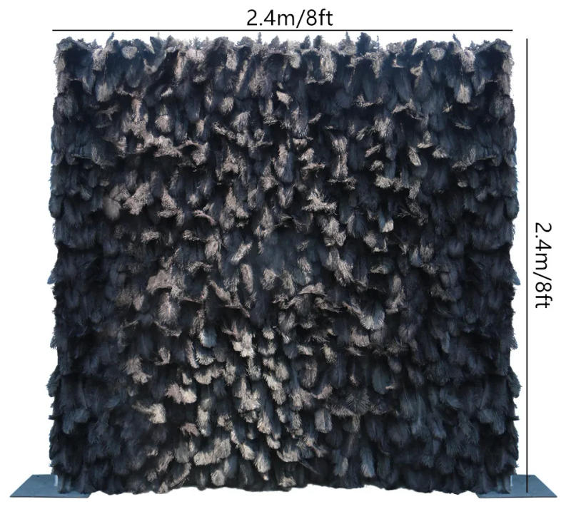Description Picture 6 of item5D Black Feather Pampas Grass Fabric Flower Wall Wedding Backdrop Decor Party Event Church Layout Rolling Up Cloth Plants Wall
