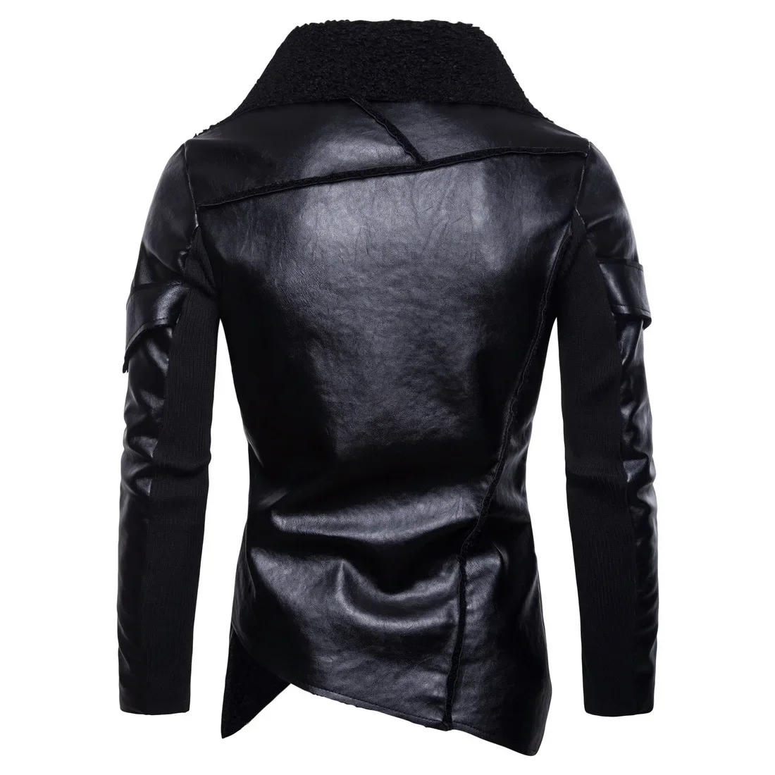 Description Picture 6 of item2023 Spring and Autumn New Men's Motorcycle Leather Coat Personalized Irregular Punk Leather Jacket