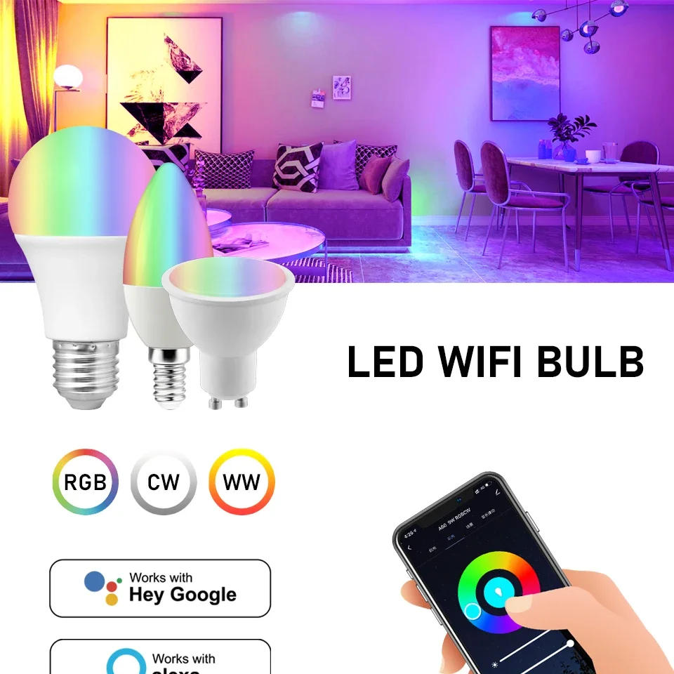 Description Picture 6 of item1-10PCS Rgb Smart Light Bulb Tuya GU10 LED Dimmable Gu10 6W Wifi Led Magic Lamp AC 85-265V 110V 220V Work with Alexa Google Home
