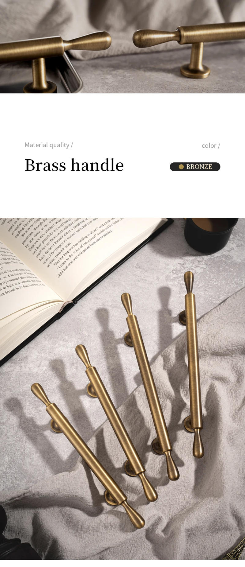 Description Picture 2 of itemSolid Antique Brass cupboard Handle minimalist Furniture Drawer Knobs Hardware Kitchen Cabinet Bronze Retro Pulls