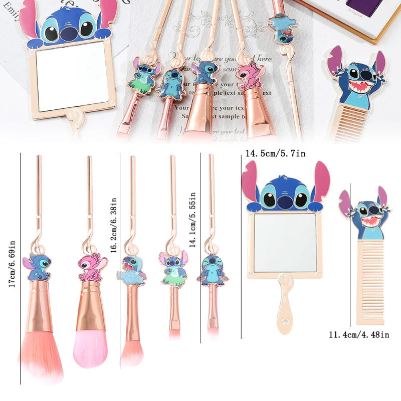 Description Picture 3 of itemSuper cute, Stitch makeup brush set, creative portable hand mirror and comb to choose from, suitable for girls' birthday parties