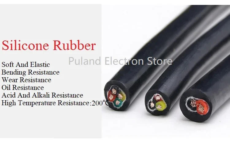 Description Picture 6 of item1/5M Sq 0.3 0.5 0.75 1 1.5 2 4mm Ultra Soft Silicone Rubber Cable 2 3 4 6 Cores Insulated Flexible Copper High Temperature Wire
