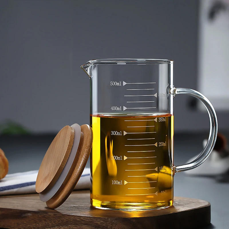 Description Picture 6 of item250/350/500/1000ml Glass Measuring Cup With Lid Heat-resistant With Scales Laboratory Beaker Handle Kitchen Measuring Mug