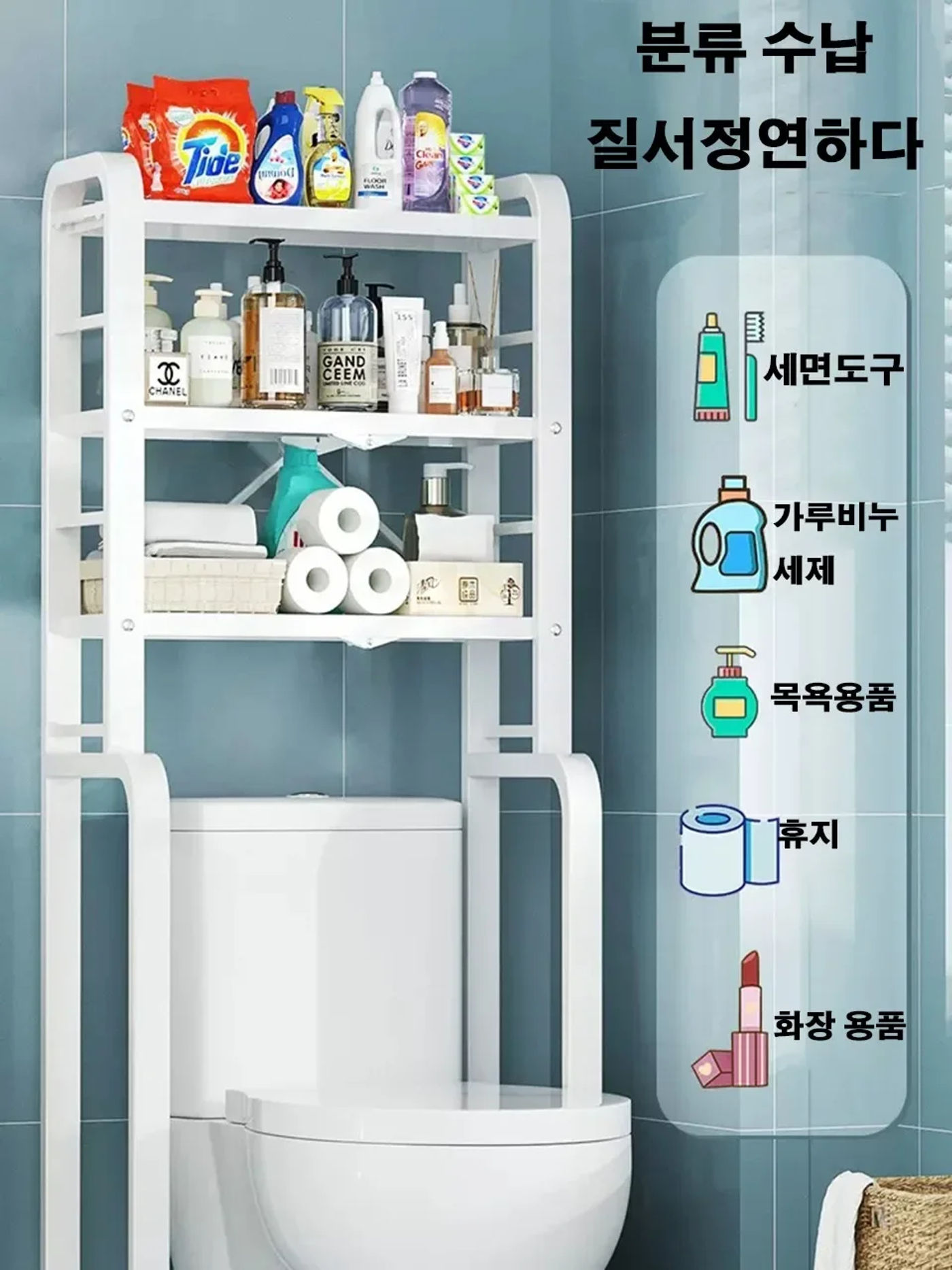 Description Picture 5 of itemToilet Shelf Over The 3-Tier Bathroom Space Saver Floor Type Standing Cabinet Multi-Functional Storage Rack Bathroom Furniture