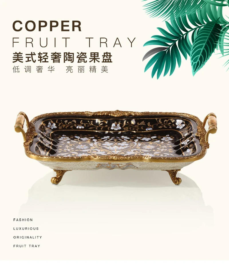 Description Picture 2 of itemShaped Desk Plate Storage Organization Japanese Luxury Plate Beautiful Entrance Charolas Decorativas Room Decoration Accessories