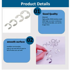 For Wet Environment Metal Washer Snap Ring Kit Industrial Commercial Supplies 120pcs 304 Stainless Steel E-clip