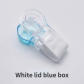 White lid blue box