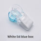 White lid blue box