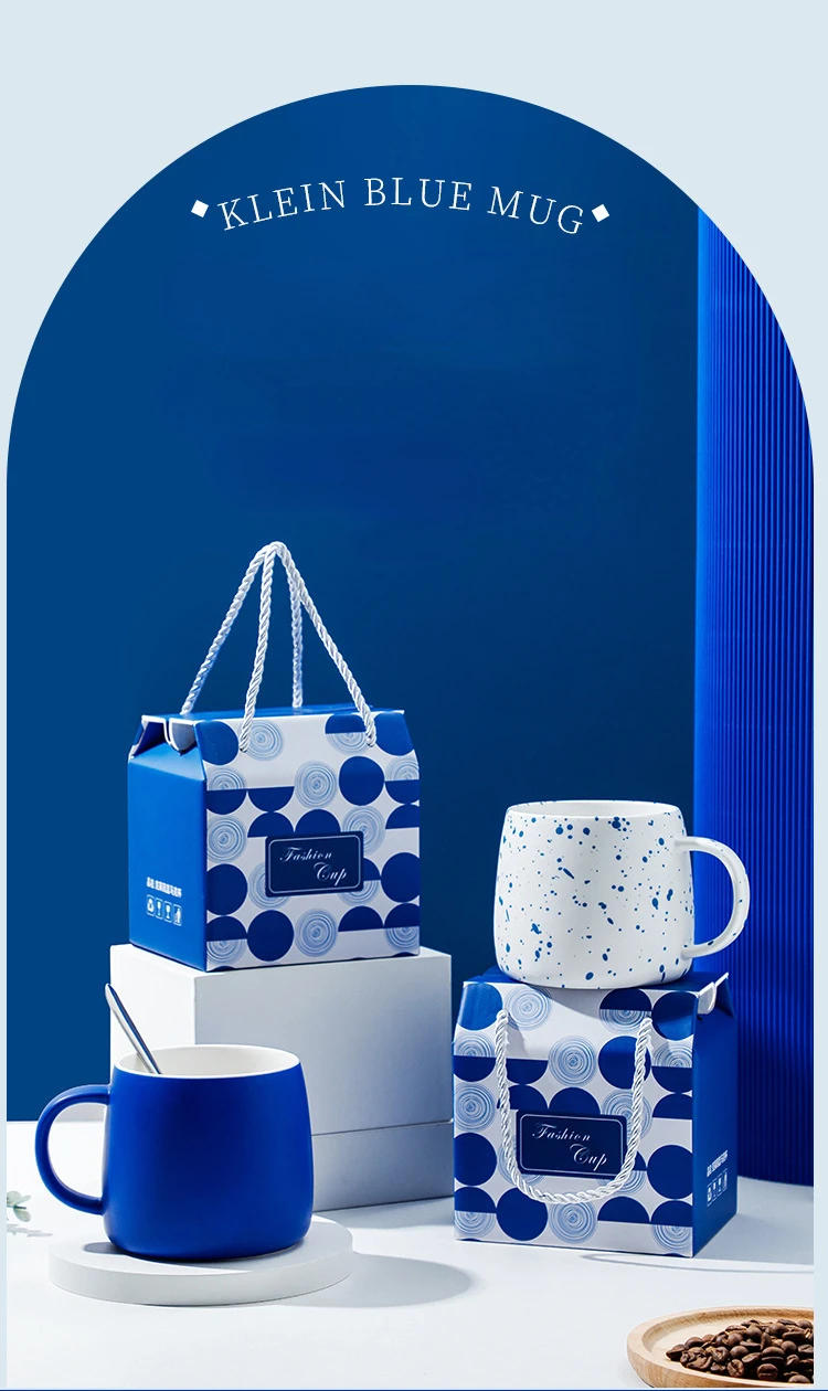 Description Picture 2 of item500ml Klein Blue Ceramic Mug Set Gift Box Breakfast Cup Teacup Drinking Utensils Ceramic Mug Handmade Mugs Coffee Cups Drinkware
