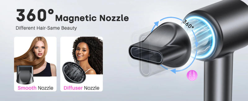 Description Picture 6 of itemHigh Speed Hair Dryer with Diffuser 120000rpm Wind Speed 40m/s 3X Faster Dry Negative Ions Hairdryer For Home Travell Hotel