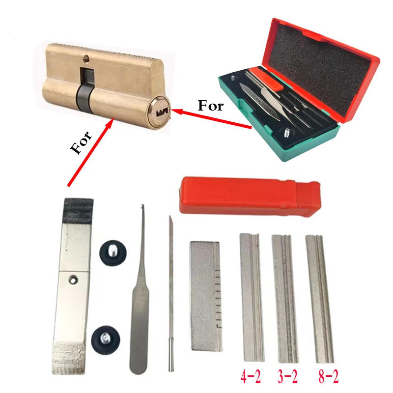 Description Picture 2 of item1 Set AB Three-Head Tin Foil Tools Full Set Locksmith Tool Supplies Repair Accessories Kit Good quality