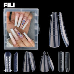 FILI 120PCS Russian Almond Coffin Nail Extension Forms Acrylic Nails Molds Dual Form For Building UV Gel Upper Forms Top Mold