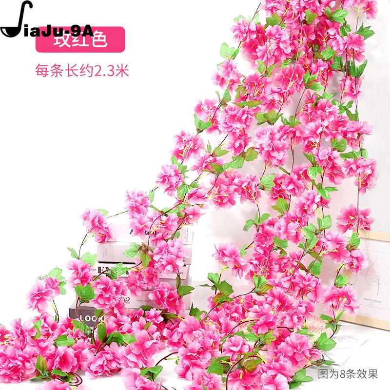 Description Picture 6 of itemPink Sakura Artificial Flowers Garland Cherry Blossoms Vines Garden Arch Decor Fake Flower Garland Wedding Party Home Decoration