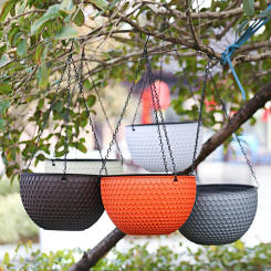Practical Hanging Flower Pot 5 Colors Hanging Flower Basket Sturdy Strong Load-bearing Outdoor Resin Plant Hanger