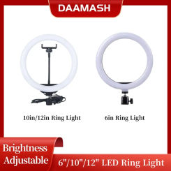 16cm/26cm/30cm LED Ring Light Photographic Selfie Ring Lighting Tripod Phone Holder Circle Fill Light Dimmable Lamp Video Live