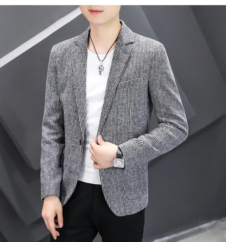 Description Picture 4 of itemCasual Plaid Relaxed Comfortable Suit Men's Wool Slim Small Suit Formal Single West Outdoor + Travel + Fashion Top Coat