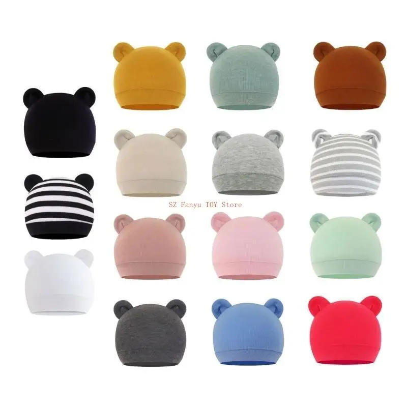 Description Picture 2 of item96GC Baby Hat with Ears Cotton Warm Newborn Accessories Baby Girls Boys Autumn Winter Hat for Kid Infant Beanie Caps