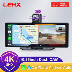 LEHX LP10Pro 10.26" DashCam Car DVR 4K Dual Len Recorder Carplay Android auto Ai Screen Dash Cam GPS Navigation Dashboard