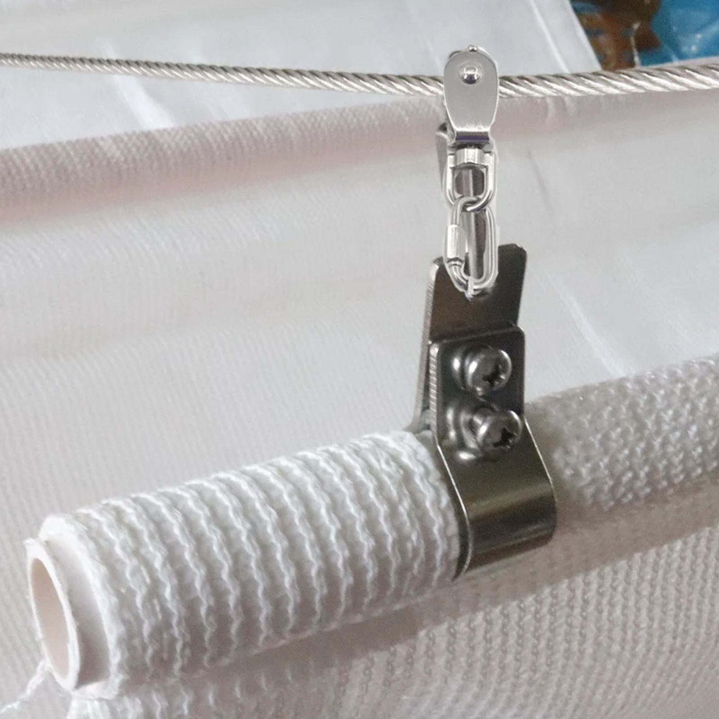 Description Picture 5 of item2~20Pcs SS304 Stainless Steel Pipe Clamp Wave Sunshade Nets Accessories Sun Shade Net Install Kit Adjustable Fixed Pipe Clamps