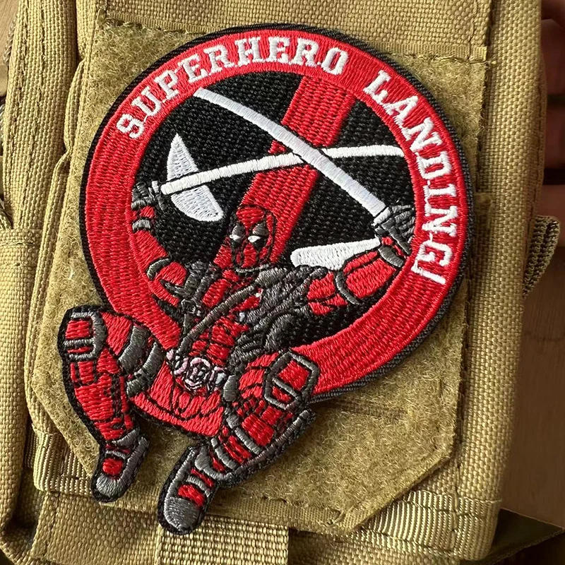 Description Picture 6 of itemNew Logo Death Attendant Badge Iconic Brand Superhero Embroidered Badge Clothing Hook and Loop Patch Diy Hat Backpack Armband