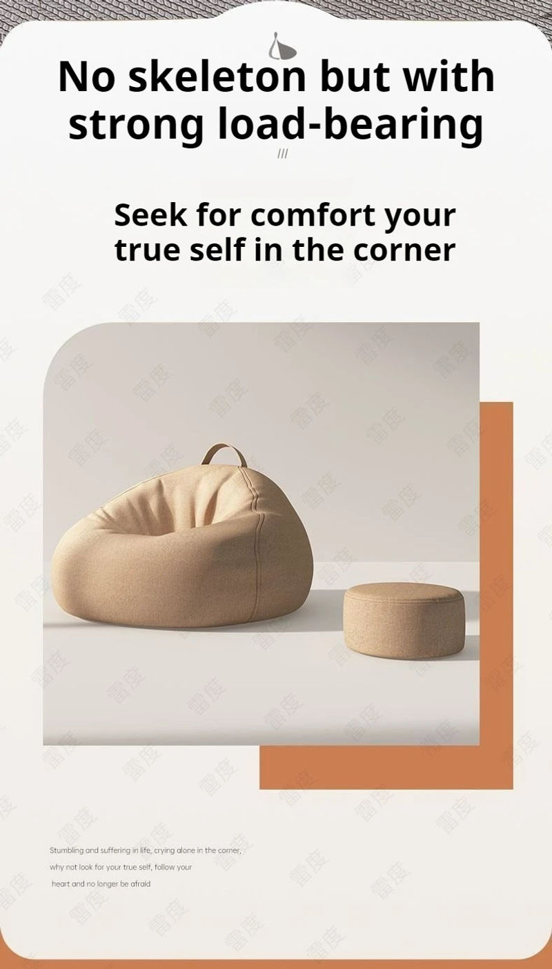 Description Picture 6 of itemClassic Bean Bag Soft Leisure Sofa Lazy Couch Bag Linen Cloth Lounger Seat Tatami Living Room Furniture Bedroom Chair