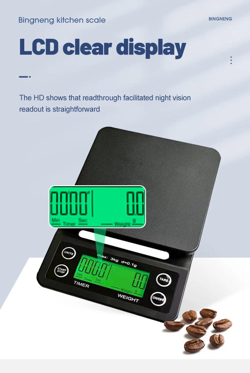 Description Picture 3 of item1pc Black Precision Coffee Dropping Scale 0.1g Coffee Dropping Scale With Timer Digital Kitchen Scale High Precision LCD Scale