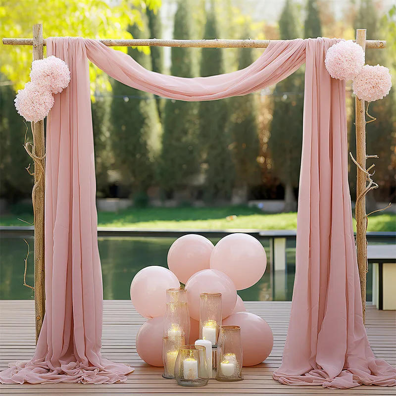 Description Picture 2 of item6 to 10 Meters Wedding Sheer Arch Decor Drapes Chiffon Fabric Draping Curtain Drapery Party Supplies Hanging Decoration