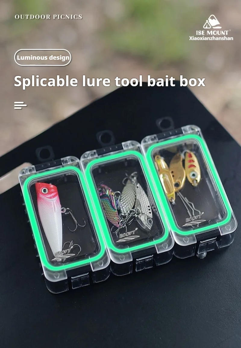 Description Picture 2 of itemSplicing Fishing Lure Box Glow-in-the-dark Magnetic Clear Fishing Hooks Soft Hard Bait Angling Tools Gear Organizer Case
