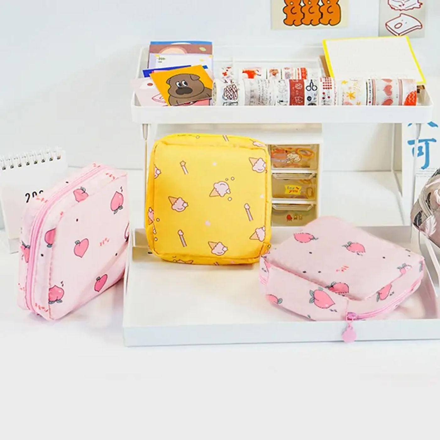 Description Picture 2 of itemNEW portable women's sanitary pads, sanitary tampons, storage style waterproof storage bag, cartoon pattern sanitary pad bag