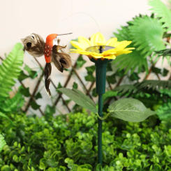 Solar Sunflower Animal Stake Decor Rotating Butterfly/Hummingbird Decor Versatile Lifelike Hummingbird Decor for Garden Decor