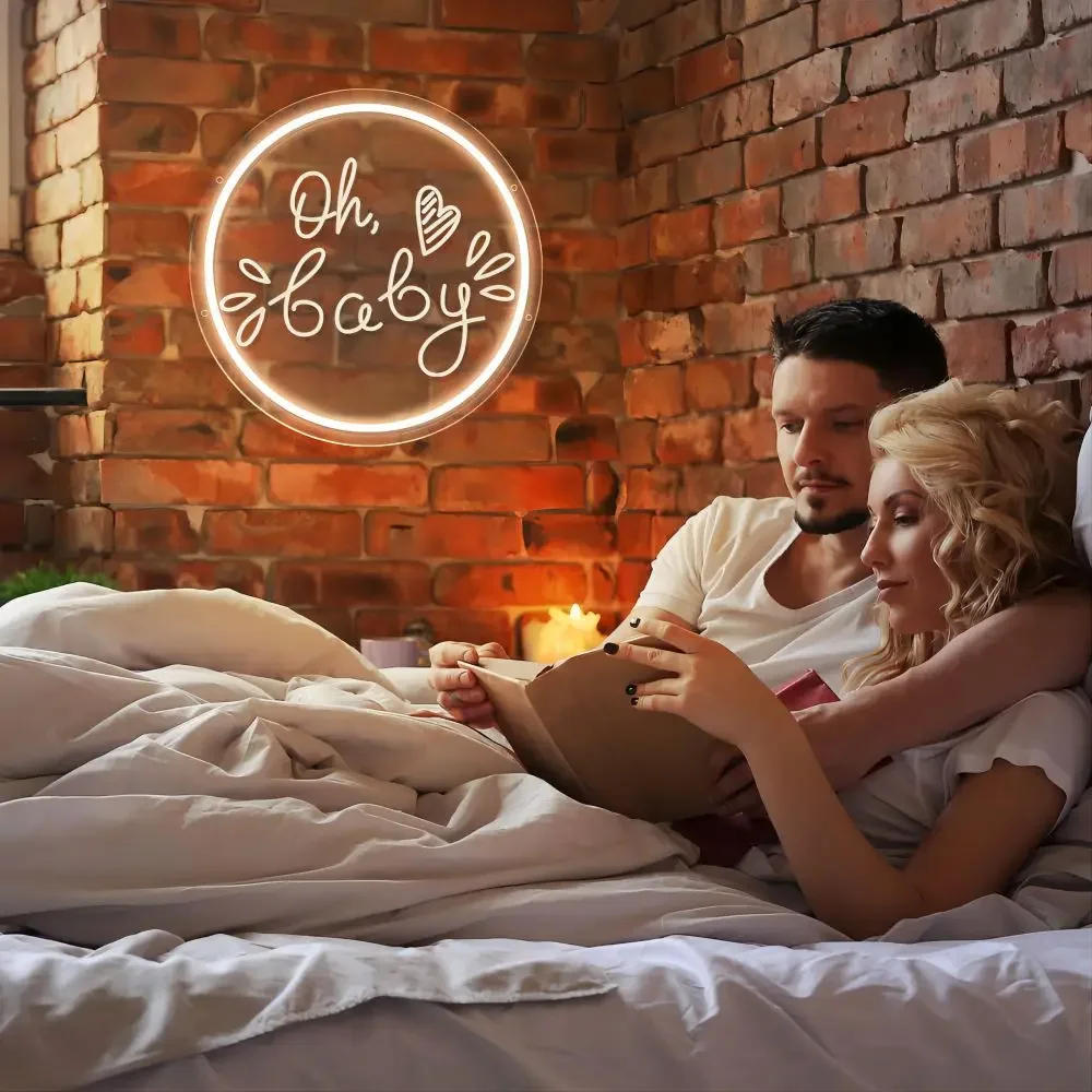 Description Picture 4 of itemOh Baby Neon Sign Engrave Personlity LED Lights For Wedding Decoration Room Wall Neon Lamps Decors Aesthetic Support Customized